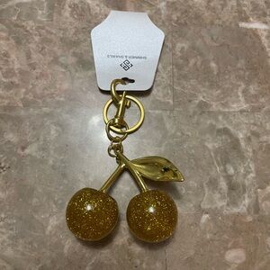 Gold Sparkle Cherry Purse Charm NWT